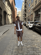 Men's Draco Leather Trucker And Shorts Set [Burgundy]