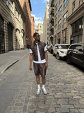 Men's Draco Leather Trucker And Shorts Set [Burgundy]