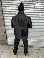 Men's Dylan Pony Skin Jean Jacket And Pants Set [Black]