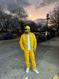 Men's Sunshine Set With Leather Stack Pants [Yellow]