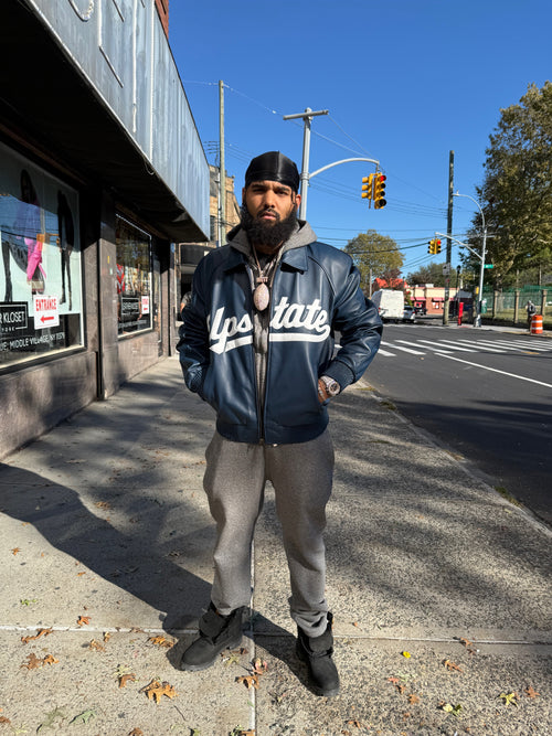 Men's Upstate Leather Jacket [Navy/White]