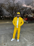 Men's Sunshine Set With Leather Stack Pants [Yellow]