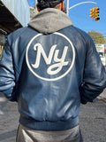 Men's Upstate Leather Jacket [Navy/White]