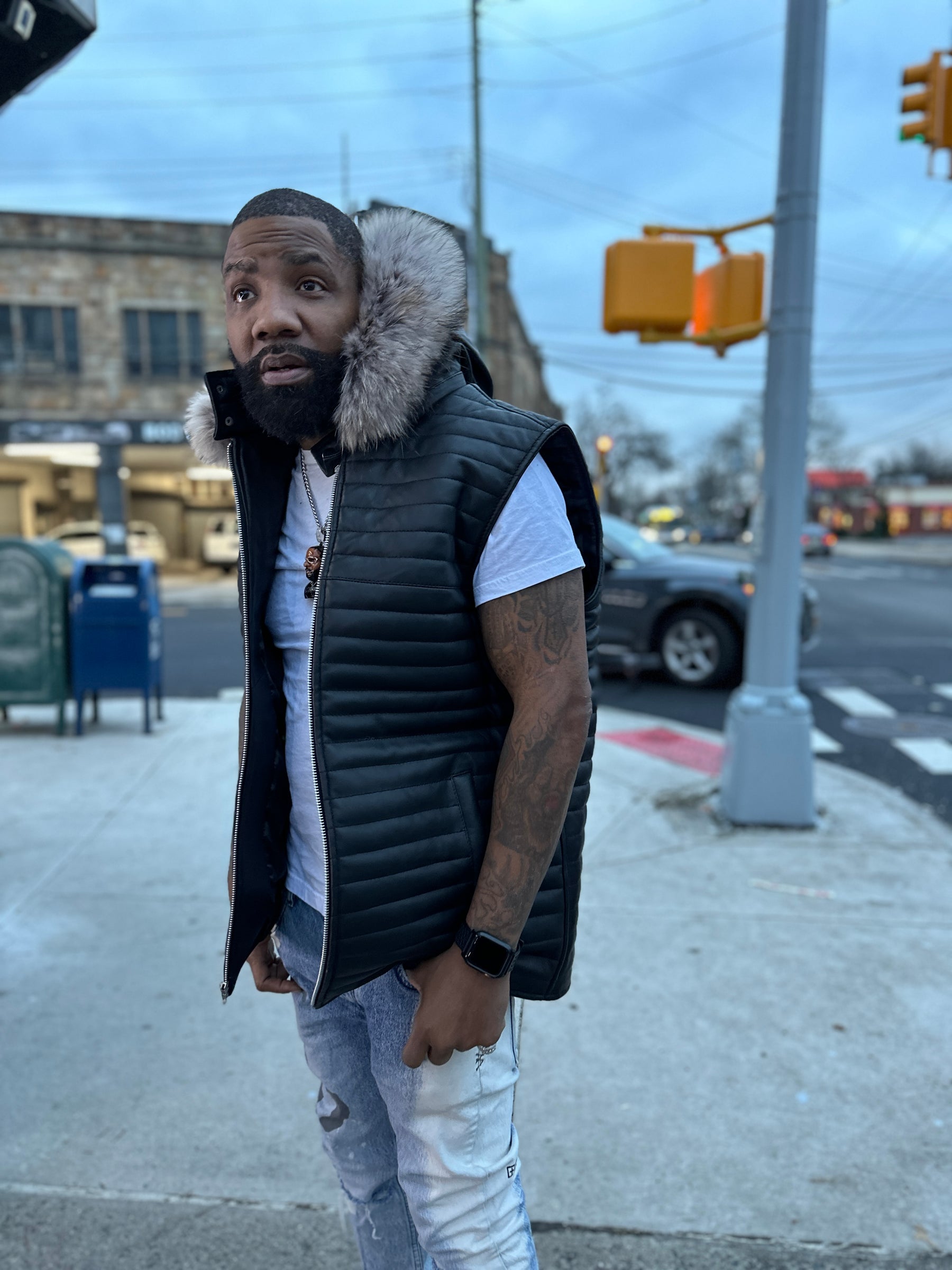 HOT Down Vest Mens Vest With Fur Hood Columbia Down Vest