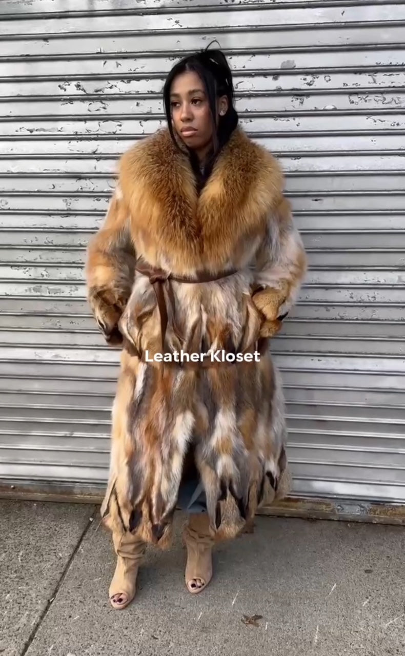 Women's Cherokee Long Fox Fur Coat [Red Fox]