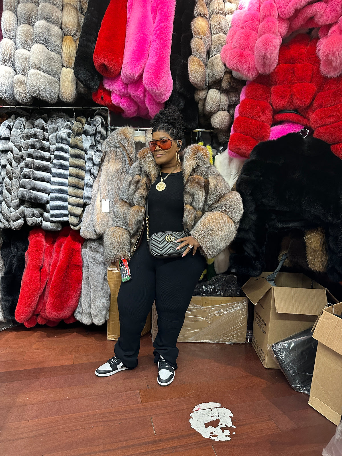 Women's Snooky Full Skin Crystal Fox Fur Bomber