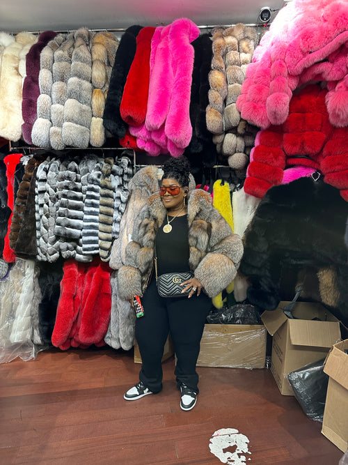 Women's Snooky Full Skin Crystal Fox Fur Bomber