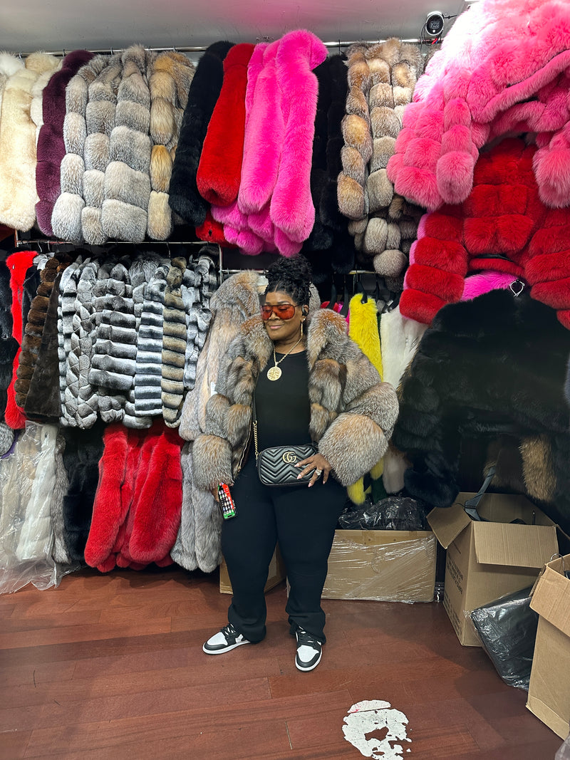 Women's Snooky Full Skin Crystal Fox Fur Bomber