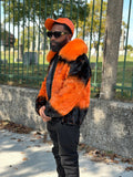 Men's The Great Pumpkin Mink Bomber Jacket [Orange/Black]