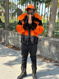 Men's The Great Pumpkin Mink Bomber Jacket [Orange/Black]