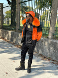 Men's The Great Pumpkin Mink Bomber Jacket [Orange/Black]