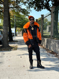 Men's The Great Pumpkin Mink Bomber Jacket [Orange/Black]