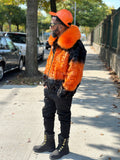 Men's The Great Pumpkin Mink Bomber Jacket [Orange/Black]