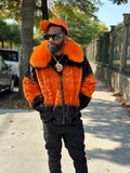 Men's The Great Pumpkin Mink Bomber Jacket [Orange/Black]