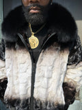 Men's Panda Mink Bomber Jacket [Black/White]