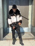 Men's Panda Mink Bomber Jacket [Black/White]