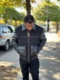 Men's Wool And Leather Pilot Jacket [Black]