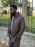 Men's Luka Leather Shirt [Chocolate Brown]