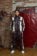 Men's Ace Tracksuit In Lambskin Leather [Burgundy/Beige/White]