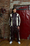 Men's Ace Tracksuit In Lambskin Leather [Burgundy/Beige/White]