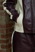 Men's Ace Tracksuit In Lambskin Leather [Burgundy/Beige/White]