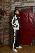 Men's Ace Tracksuit In Lambskin Leather [Burgundy/Beige/White]