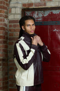 Men's Ace Tracksuit In Lambskin Leather [Burgundy/Beige/White]