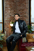 Men's Ace Tracksuit In Lambskin Leather [Black]