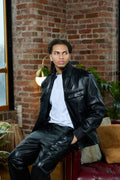 Men's Ace Tracksuit In Lambskin Leather [Black]