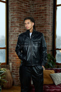 Men's Ace Tracksuit In Lambskin Leather [Black]