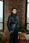 Men's Ace Tracksuit In Lambskin Leather [Black]