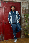 Men's Ace Tracksuit In Lambskin Leather [Navy/White]