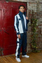 Men's Ace Tracksuit In Lambskin Leather [Navy/White]
