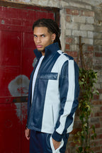 Men's Ace Tracksuit In Lambskin Leather [Navy/White]