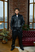 Men's Ace Tracksuit In Lambskin Leather [Black]