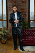 Men's Ace Tracksuit In Lambskin Leather [Black]