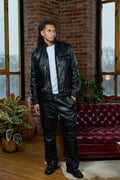 Men's Ace Tracksuit In Lambskin Leather [Black]