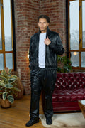 Men's Ace Tracksuit In Lambskin Leather [Black]