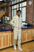 Men's Brayden Leather Track Suit Sweatsuit [Beige/Saddle]