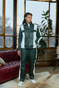 Men's Ace Tracksuit In Lambskin Leather [Forest Green/White]