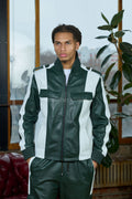 Men's Ace Tracksuit In Lambskin Leather [Forest Green/White]