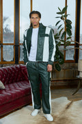Men's Ace Tracksuit In Lambskin Leather [Forest Green/White]