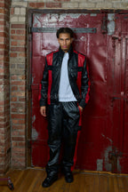 Men's Ace Tracksuit In Lambskin Leather [Black/Red]