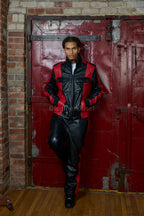 Men's Ace Tracksuit In Lambskin Leather [Black/Red]