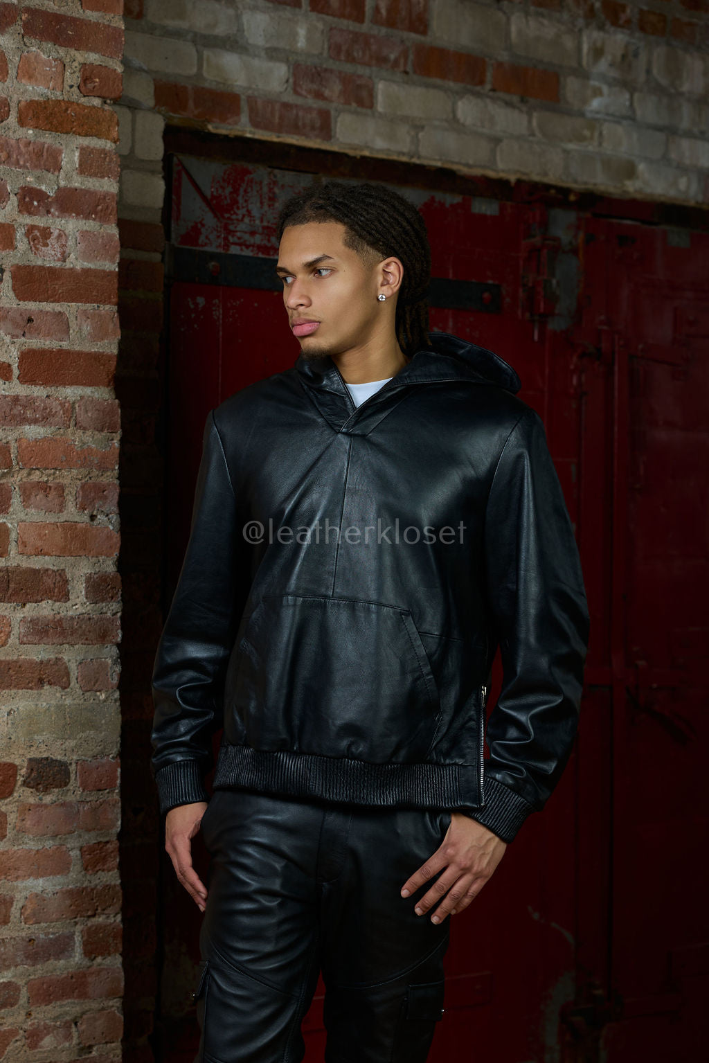 Men's Rex Set With Leather Stack Pants [Black]