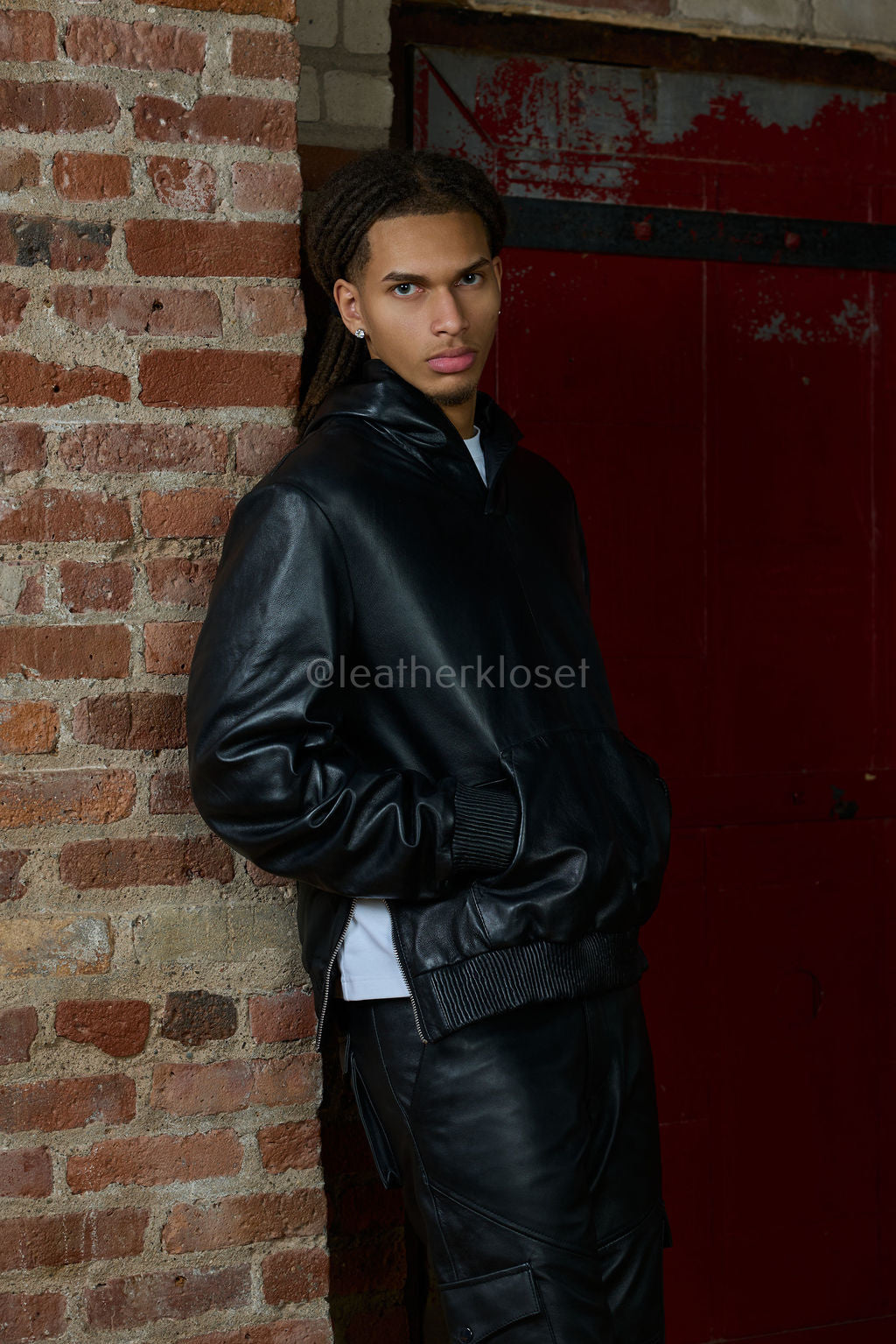 Men's Rex Set With Leather Stack Pants [Black]