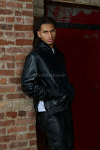 Men's Rex Set With Leather Stack Pants [Black]