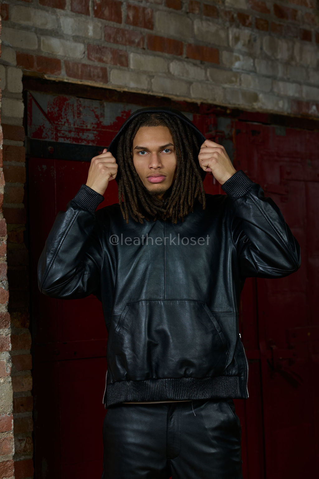 Men's Rex Set With Leather Stack Pants [Black]