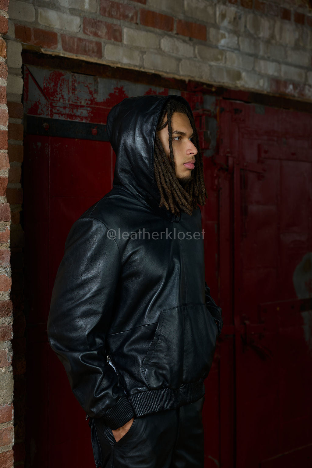 Men's Rex Set With Leather Stack Pants [Black]