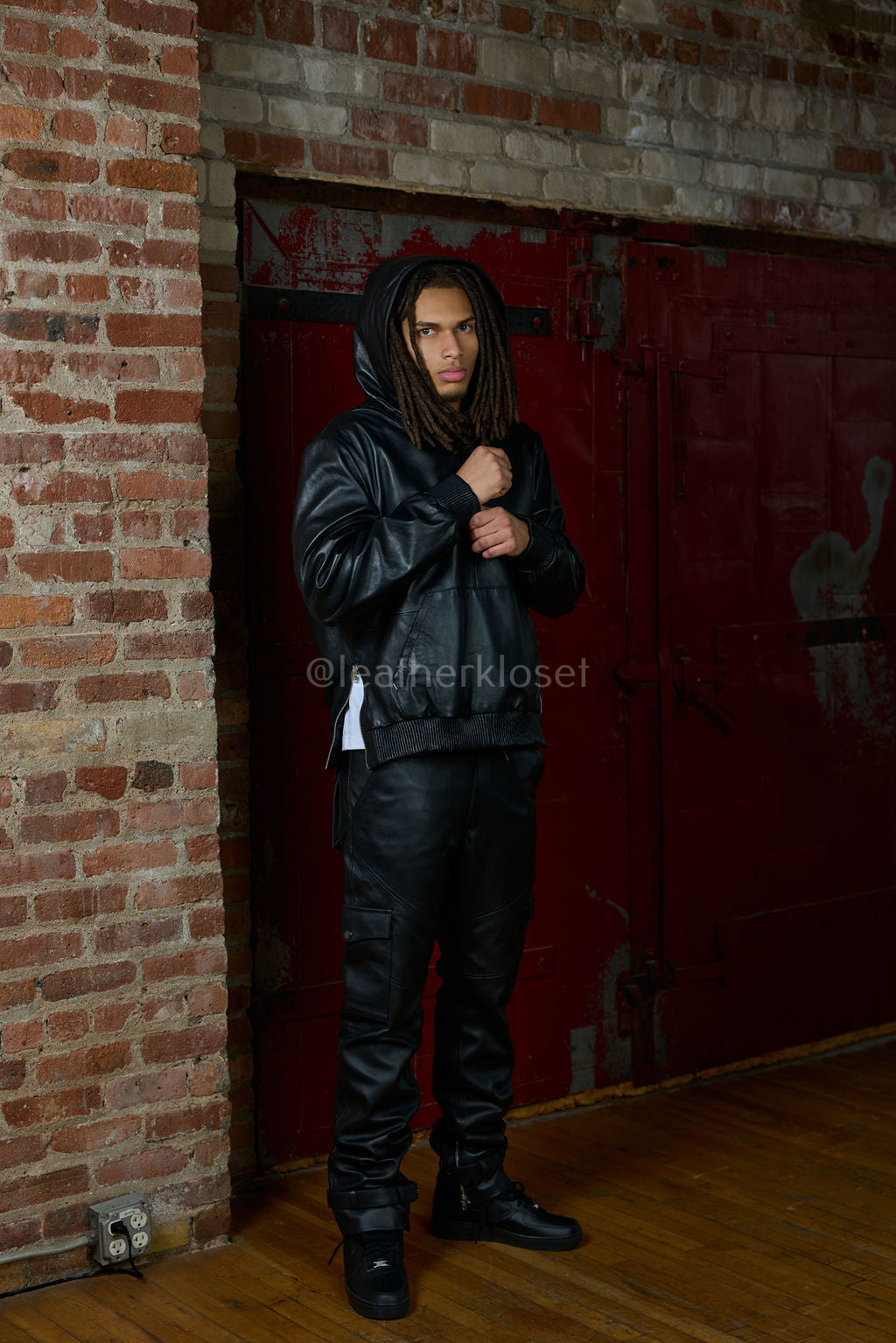Men's Rex Set With Leather Stack Pants [Black]